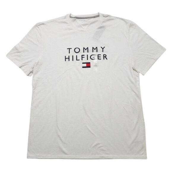 Tommy Hilfiger Men's‎ Short-Sleeve Crewneck Embroidery T-Shirt 2XL White - Picture 1 of 10